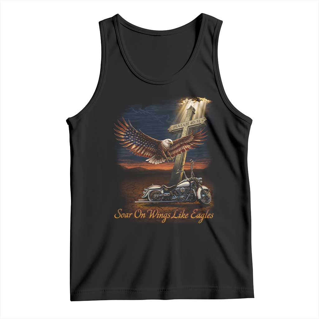 Soar On Wings Like Eagles Christian Tank Top Isaiah 40:31 Bible Verse Faith Motorcycle TS11 Black Print Your Wear