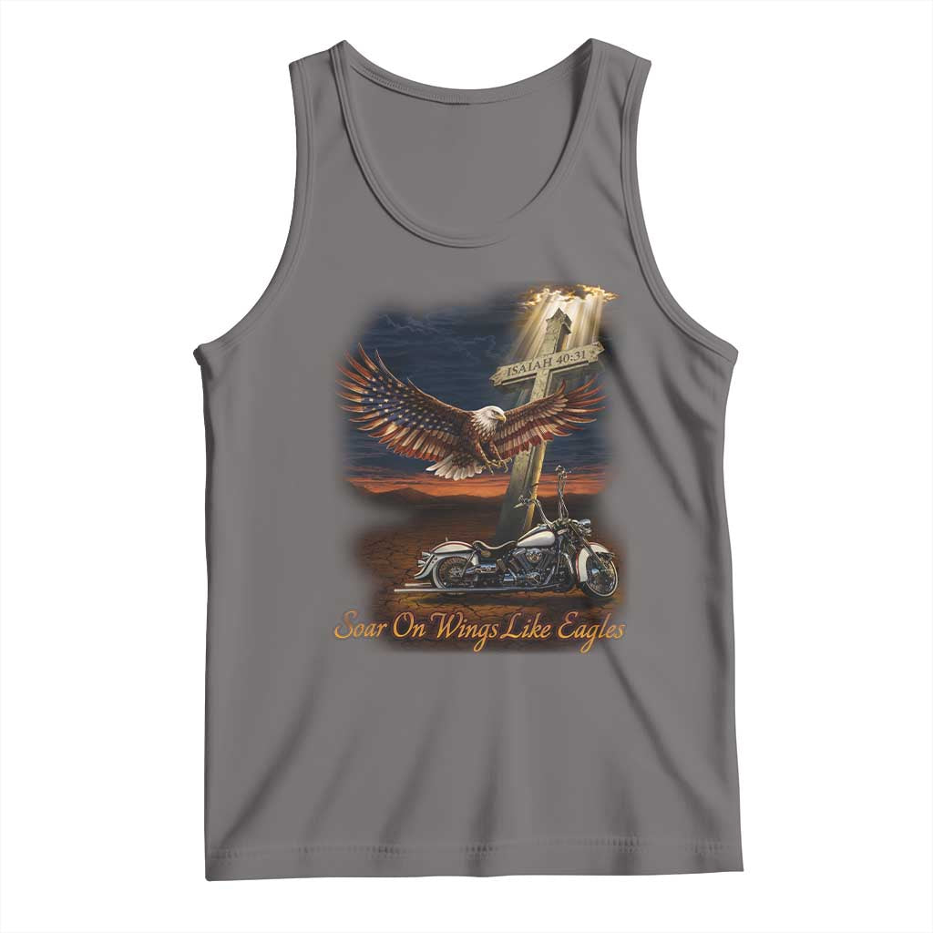 Soar On Wings Like Eagles Christian Tank Top Isaiah 40:31 Bible Verse Faith Motorcycle TS11 Deep Heather Print Your Wear