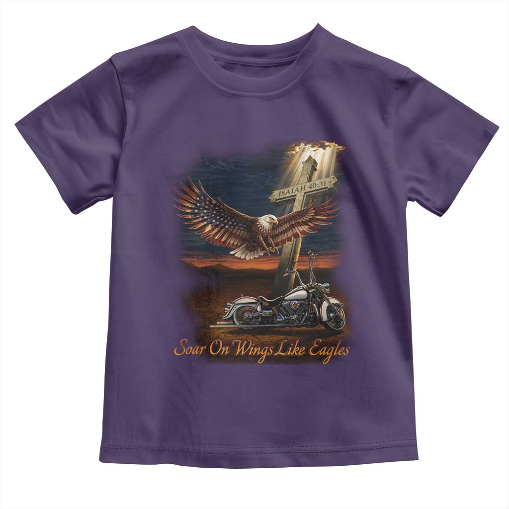 Soar On Wings Like Eagles Christian Toddler T Shirt Isaiah 40:31 Bible Verse Faith Motorcycle TS11 Purple Print Your Wear