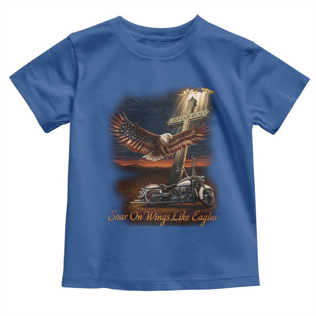 Soar On Wings Like Eagles Christian Toddler T Shirt Isaiah 40:31 Bible Verse Faith Motorcycle TS11 Royal Blue Print Your Wear