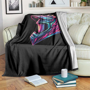 Motocross Helmet Neon Flame Graphic Dirt Bike Racing Throw Blanket TS11 Print Your Wear