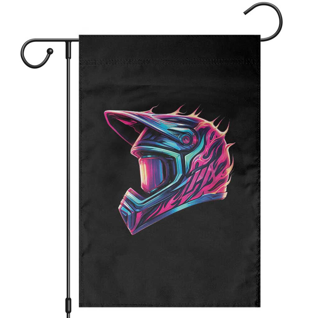 Motocross Helmet Neon Flame Graphic Dirt Bike Racing Garden Flag TS11 Black Print Your Wear