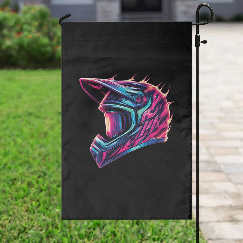 Motocross Helmet Neon Flame Graphic Dirt Bike Racing Garden Flag TS11 Print Your Wear