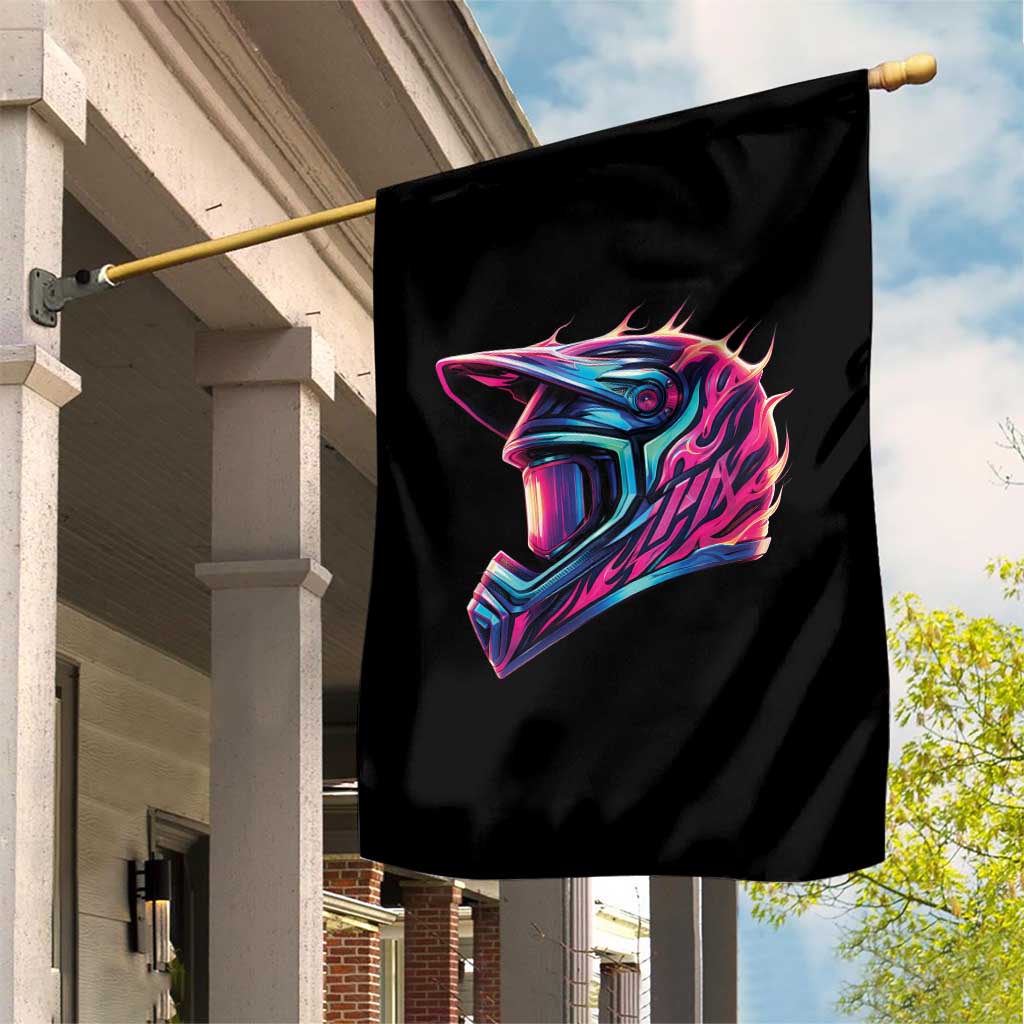 Motocross Helmet Neon Flame Graphic Dirt Bike Racing Garden Flag TS11 Print Your Wear