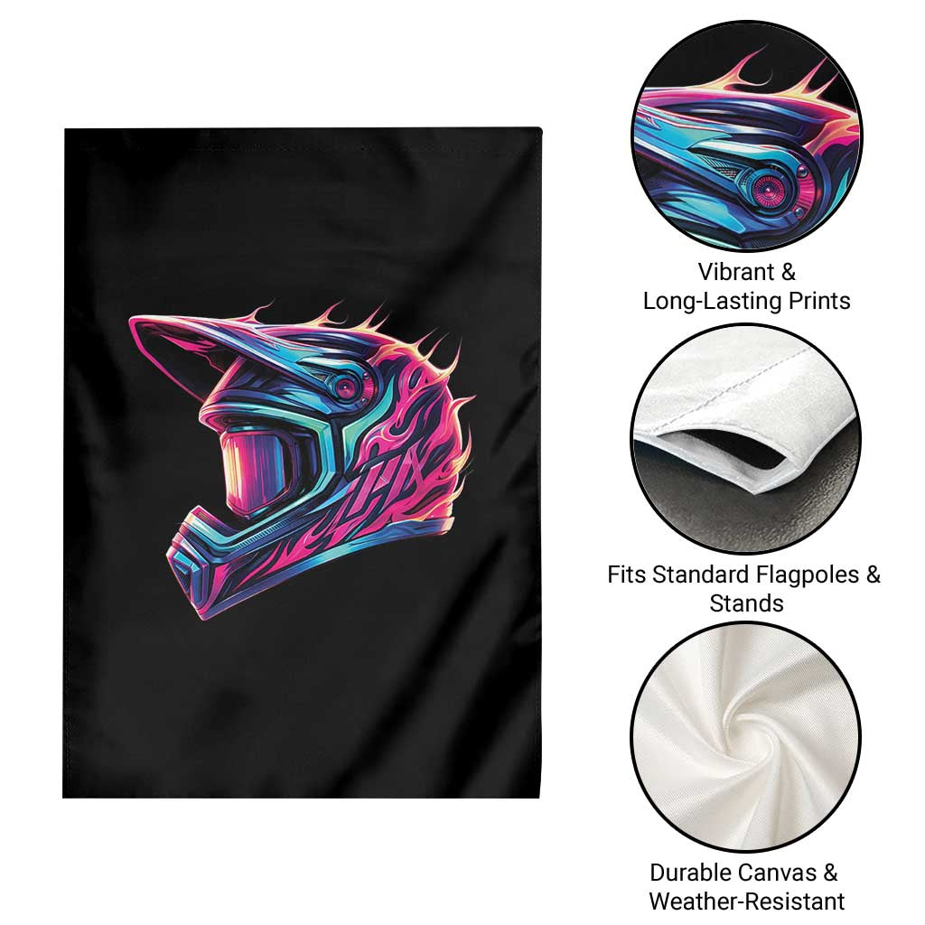 Motocross Helmet Neon Flame Graphic Dirt Bike Racing Garden Flag TS11 Print Your Wear