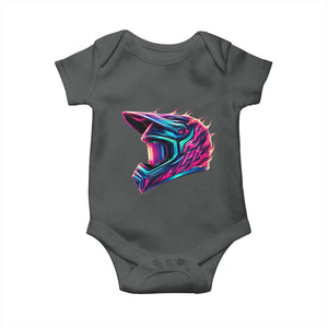 Motocross Helmet Neon Flame Graphic Dirt Bike Racing Baby Onesie TS11 Dark Heather Print Your Wear