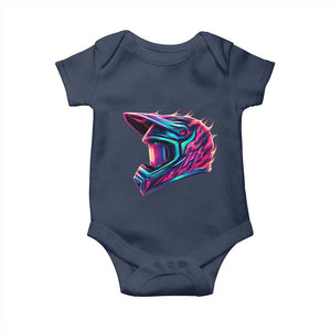 Motocross Helmet Neon Flame Graphic Dirt Bike Racing Baby Onesie TS11 Navy Print Your Wear