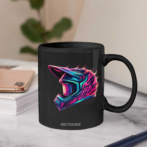 Motocross Helmet Neon Flame Graphic Dirt Bike Racing Coffee Mug TS11 Print Your Wear
