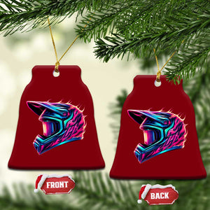 Motocross Helmet Neon Flame Graphic Dirt Bike Racing Ceramic Ornament TS11 Print Your Wear
