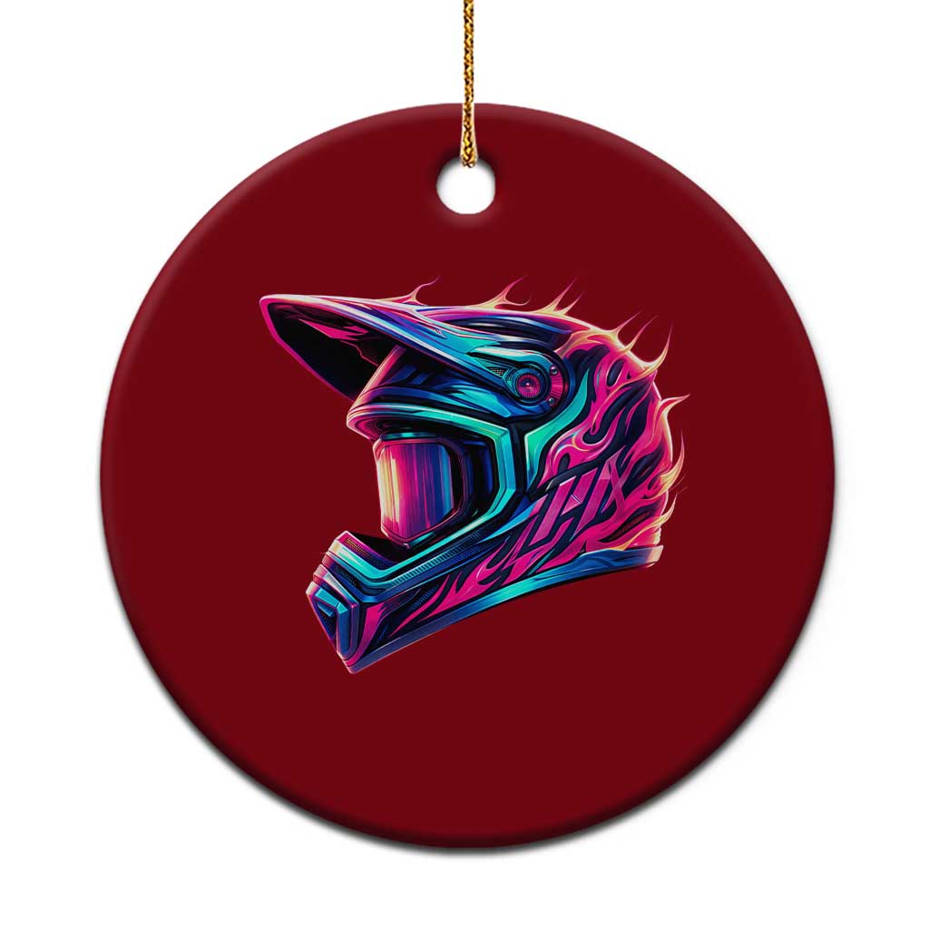 Motocross Helmet Neon Flame Graphic Dirt Bike Racing Ceramic Ornament TS11 1pc Red Print Your Wear