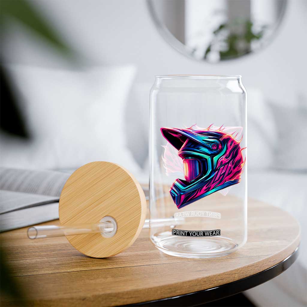 Motocross Helmet Neon Flame Graphic Dirt Bike Racing Glass Can TS11 Print Your Wear