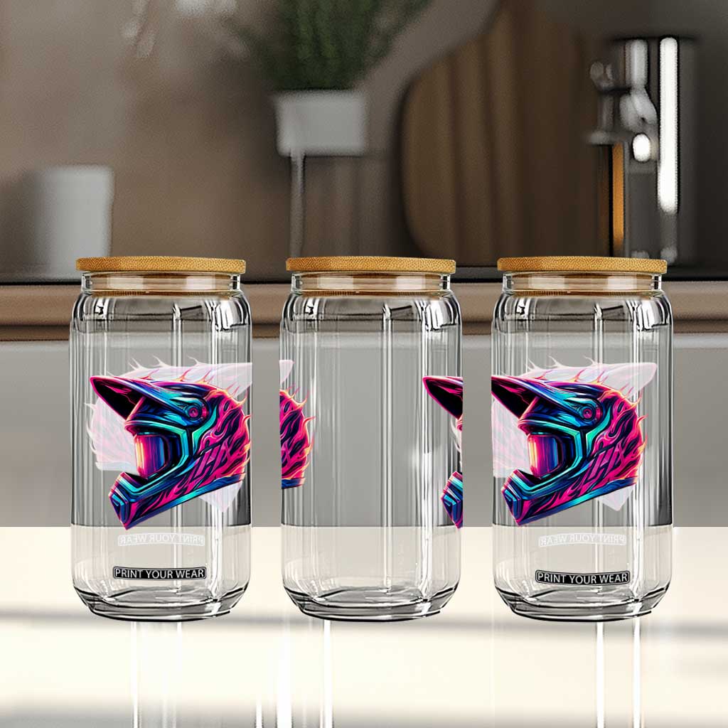 Motocross Helmet Neon Flame Graphic Dirt Bike Racing Glass Can TS11 Print Your Wear