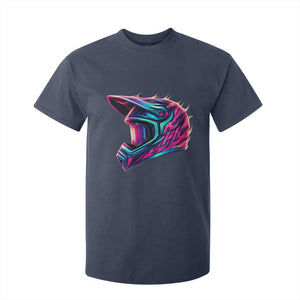 Motocross Helmet Neon Flame Graphic Dirt Bike Racing T Shirt For Kid TS11 Navy Print Your Wear