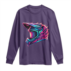 Motocross Helmet Neon Flame Graphic Dirt Bike Racing Long Sleeve Shirt TS11 Purple Print Your Wear