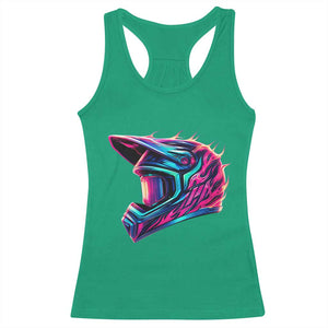 Motocross Helmet Neon Flame Graphic Dirt Bike Racing Racerback Tank Top TS11 Irish Green Print Your Wear