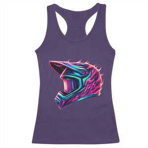 Motocross Helmet Neon Flame Graphic Dirt Bike Racing Racerback Tank Top TS11 Purple Print Your Wear
