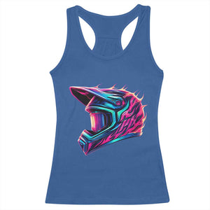 Motocross Helmet Neon Flame Graphic Dirt Bike Racing Racerback Tank Top TS11 Royal Blue Print Your Wear