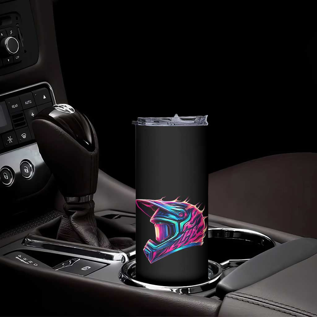 Motocross Helmet Neon Flame Graphic Dirt Bike Racing Skinny Tumbler TS11 Print Your Wear