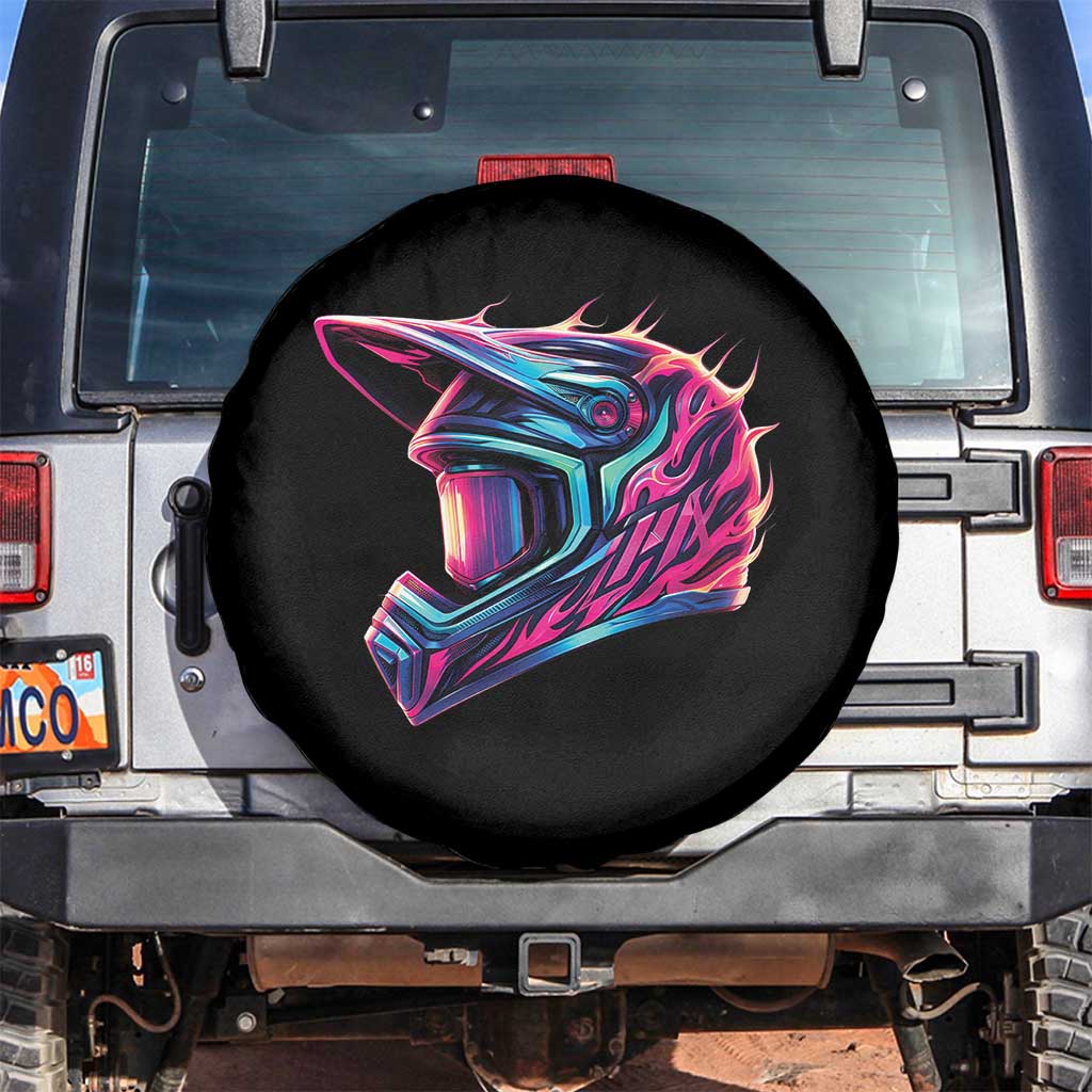 Motocross Helmet Neon Flame Graphic Dirt Bike Racing Spare Tire Cover TS11 No hole Black Print Your Wear
