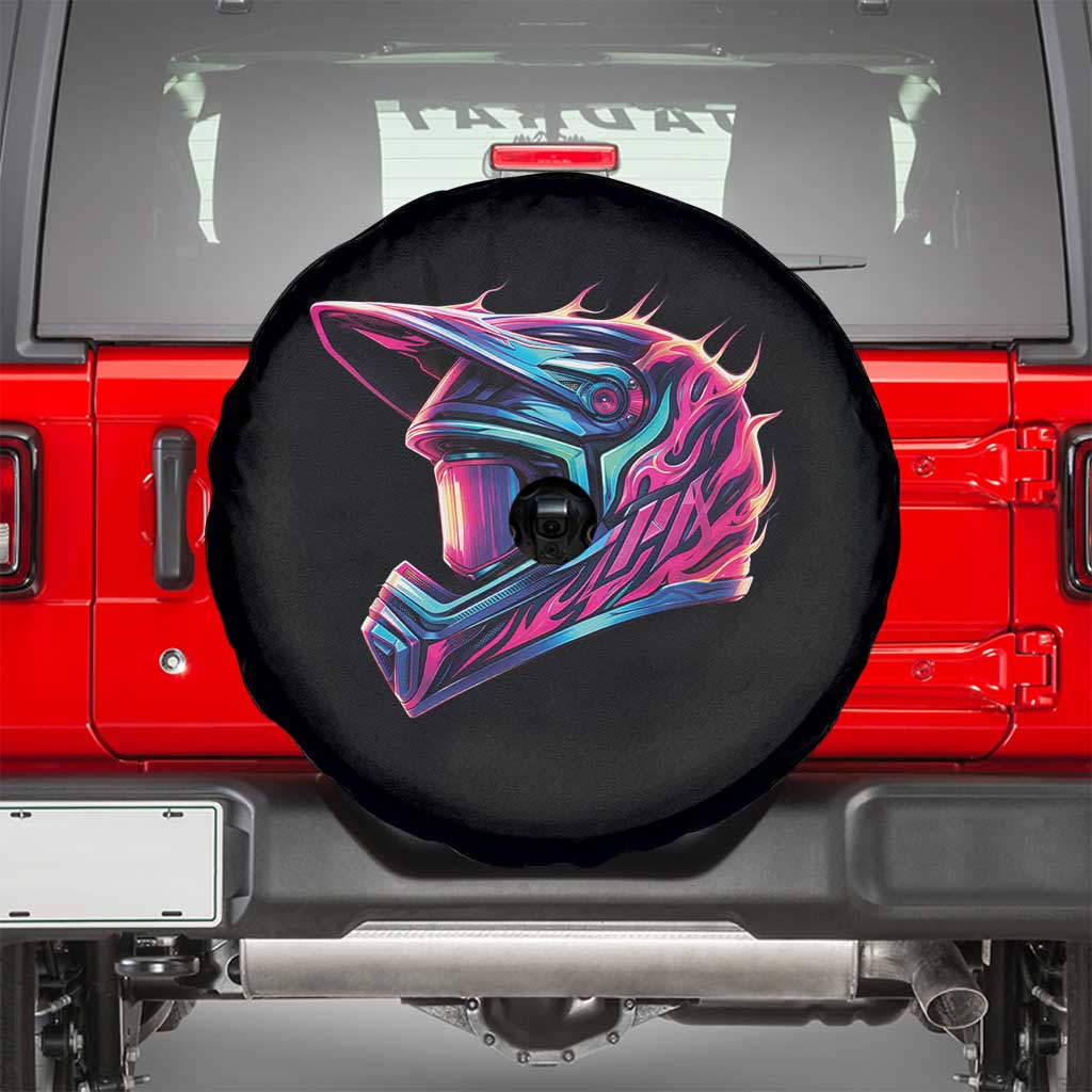 Motocross Helmet Neon Flame Graphic Dirt Bike Racing Spare Tire Cover TS11 Black Print Your Wear