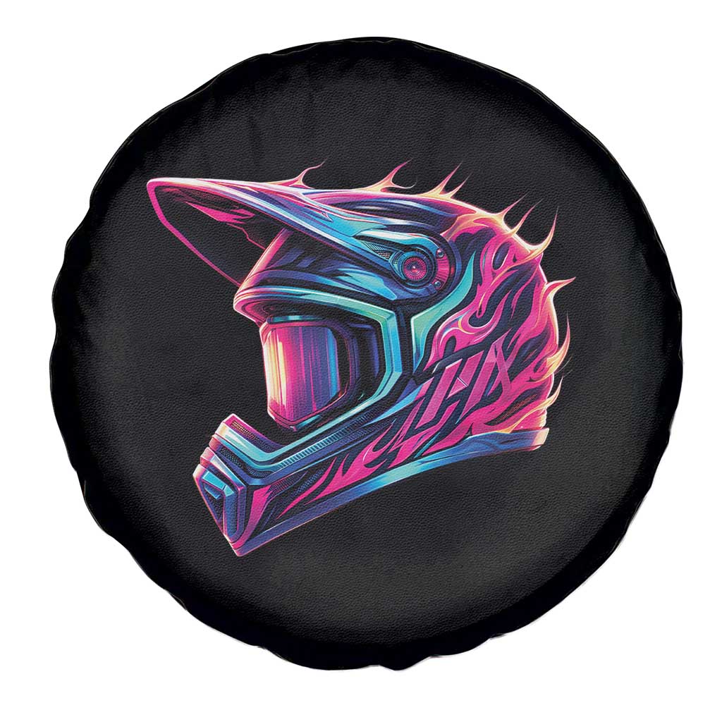 Motocross Helmet Neon Flame Graphic Dirt Bike Racing Spare Tire Cover TS11 Print Your Wear