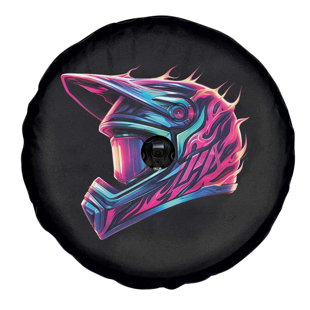 Motocross Helmet Neon Flame Graphic Dirt Bike Racing Spare Tire Cover TS11 Print Your Wear