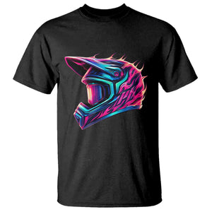 Motocross Helmet Neon Flame Graphic Dirt Bike Racing T Shirt TS11 Black Print Your Wear