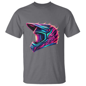 Motocross Helmet Neon Flame Graphic Dirt Bike Racing T Shirt TS11 Charcoal Print Your Wear