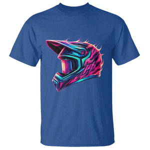 Motocross Helmet Neon Flame Graphic Dirt Bike Racing T Shirt TS11 Royal Blue Print Your Wear