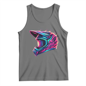 Motocross Helmet Neon Flame Graphic Dirt Bike Racing Tank Top TS11 Black Heather Print Your Wear
