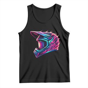 Motocross Helmet Neon Flame Graphic Dirt Bike Racing Tank Top TS11 Black Print Your Wear