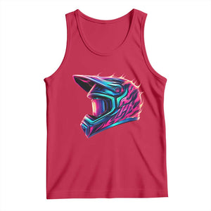 Motocross Helmet Neon Flame Graphic Dirt Bike Racing Tank Top TS11 Red Print Your Wear