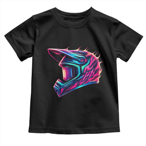 Motocross Helmet Neon Flame Graphic Dirt Bike Racing Toddler T Shirt TS11 Black Print Your Wear