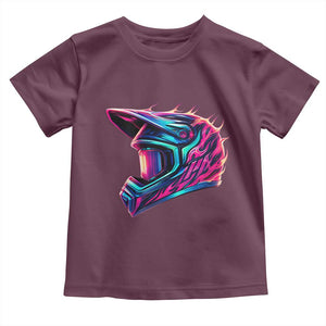 Motocross Helmet Neon Flame Graphic Dirt Bike Racing Toddler T Shirt TS11 Maroon Print Your Wear