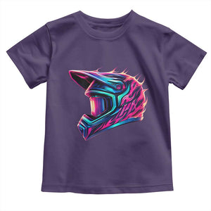 Motocross Helmet Neon Flame Graphic Dirt Bike Racing Toddler T Shirt TS11 Purple Print Your Wear