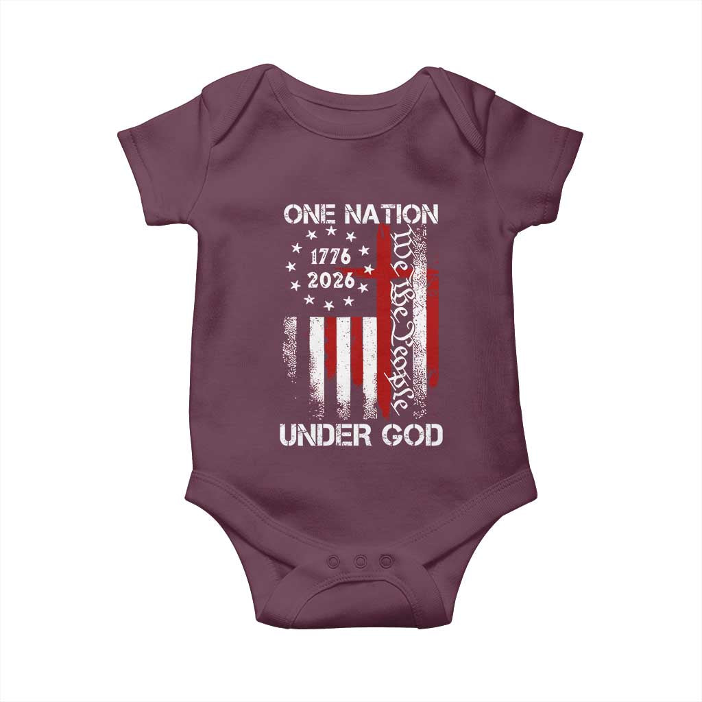 One Nation Under God 250 Years Baby Onesie 250th Anniversary USA TS11 Maroon Print Your Wear