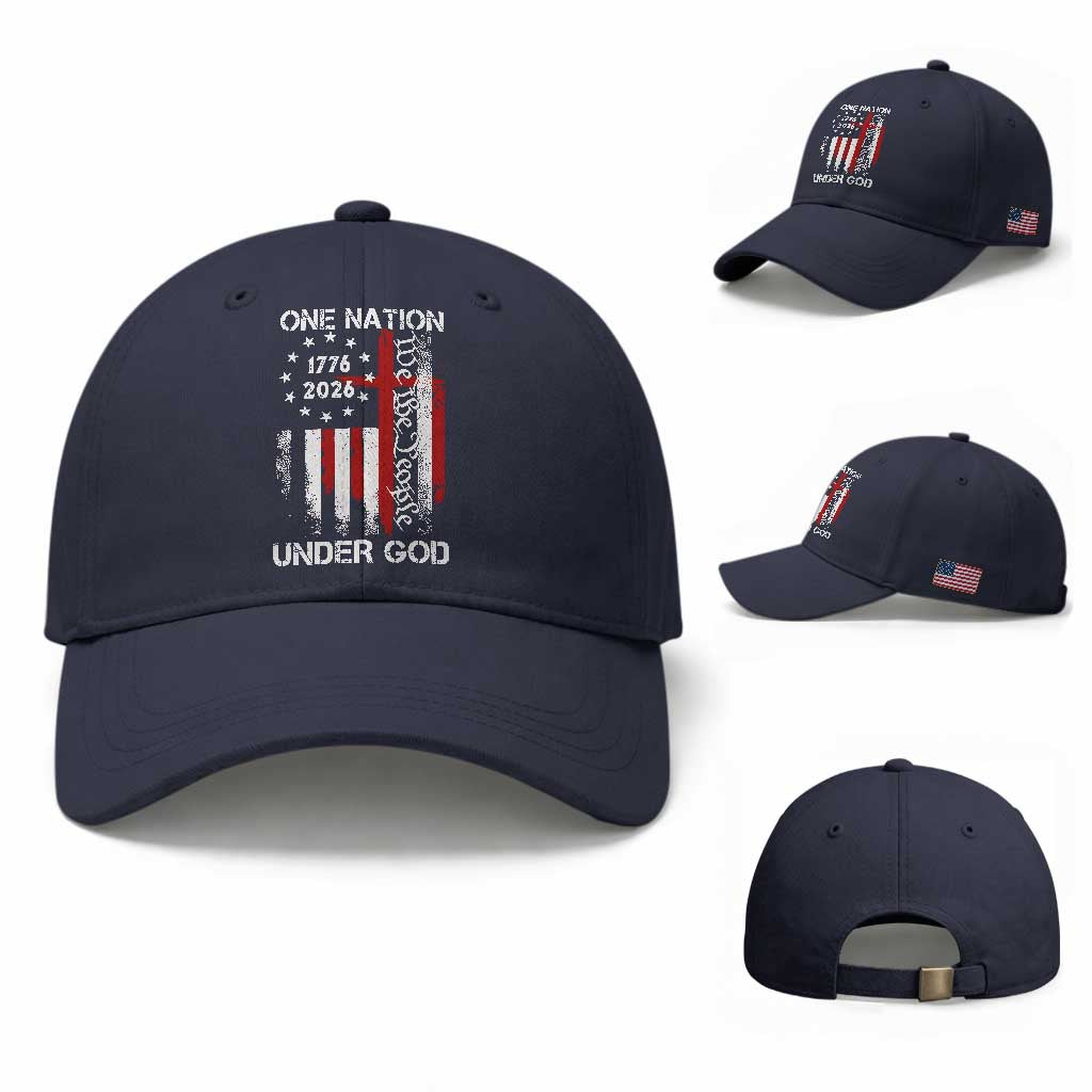 One Nation Under God 250 Years Baseball Cap 250th Anniversary USA TS11 Baseball Cap Universal Fit Navy Print Your Wear