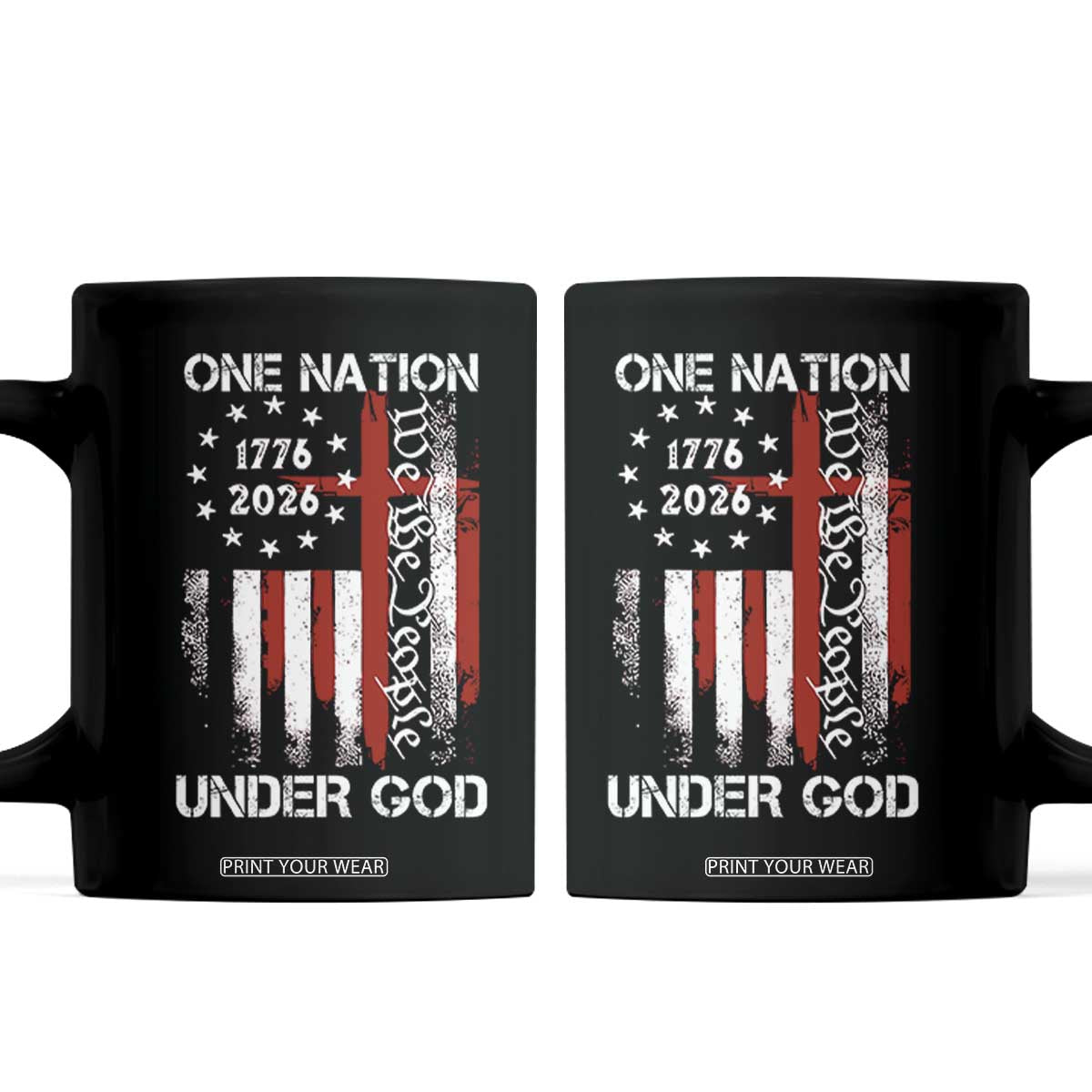 One Nation Under God 250 Years Coffee Mug 250th Anniversary USA TS11 Black Print Your Wear