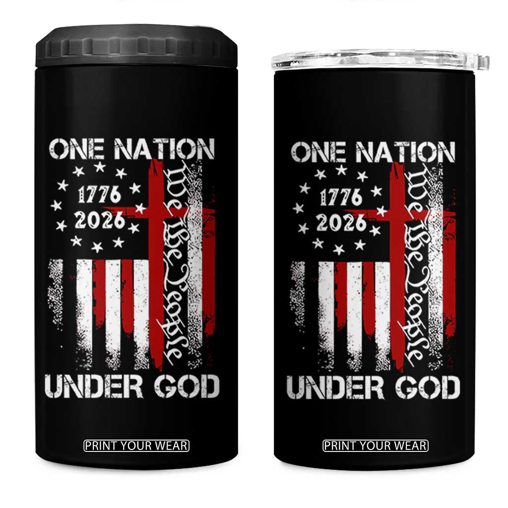One Nation Under God 250 Years 4 in 1 Can Cooler Tumbler 250th Anniversary USA TS11 One Size: 16 oz Black Print Your Wear