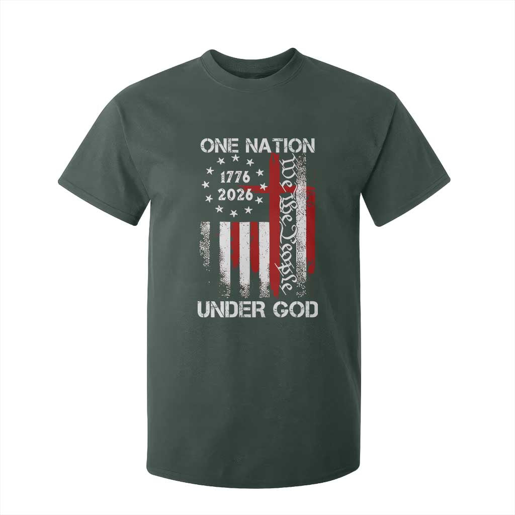 One Nation Under God 250 Years T Shirt For Kid 250th Anniversary USA TS11 Dark Forest Green Print Your Wear