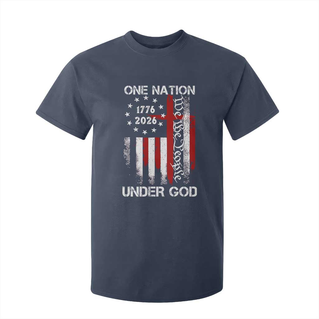 One Nation Under God 250 Years T Shirt For Kid 250th Anniversary USA TS11 Navy Print Your Wear