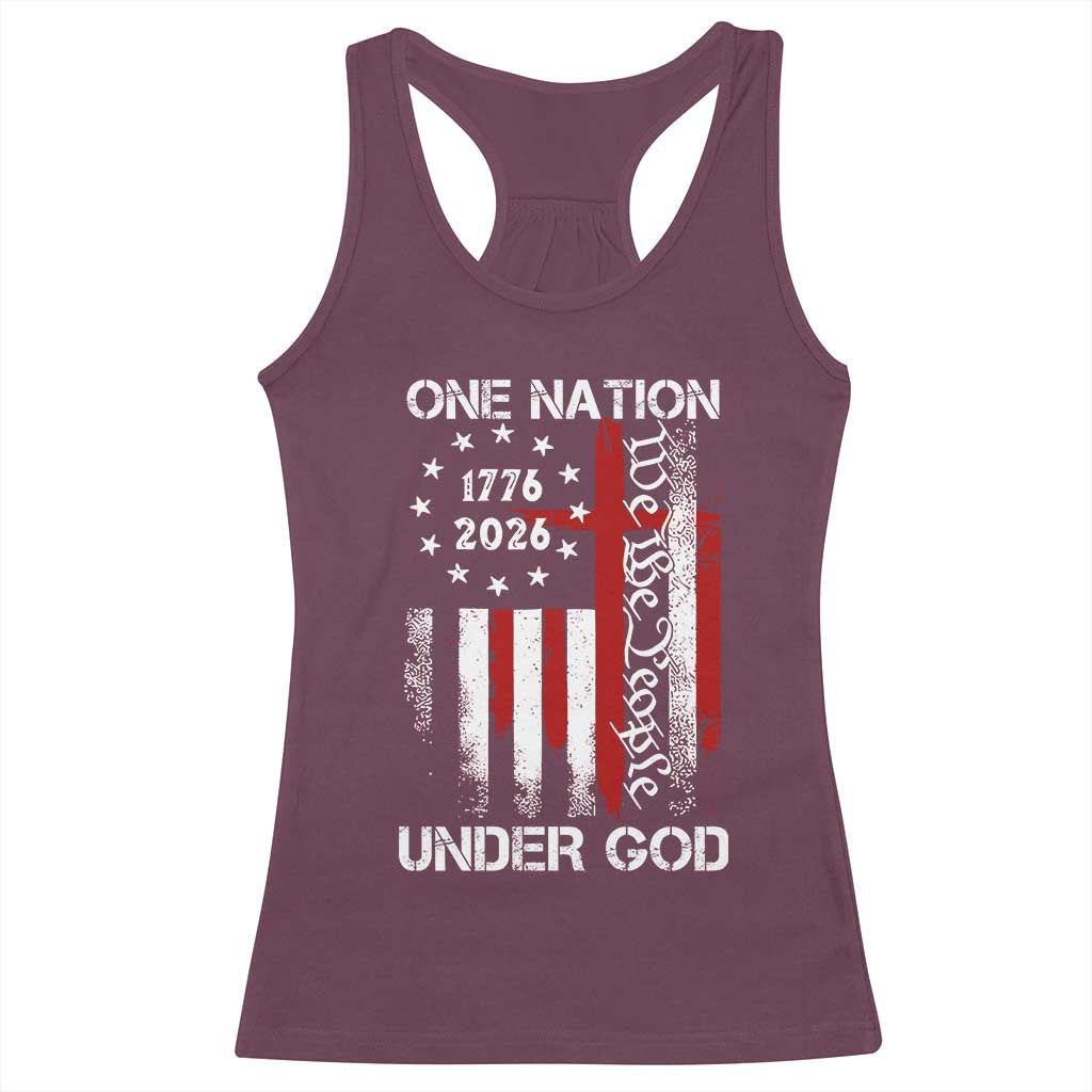 One Nation Under God 250 Years Racerback Tank Top 250th Anniversary USA TS11 Maroon Print Your Wear