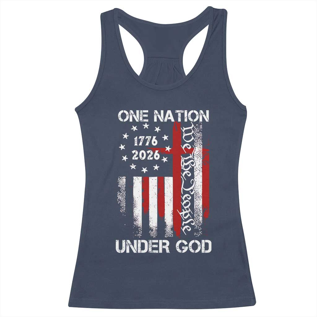 One Nation Under God 250 Years Racerback Tank Top 250th Anniversary USA TS11 Navy Print Your Wear