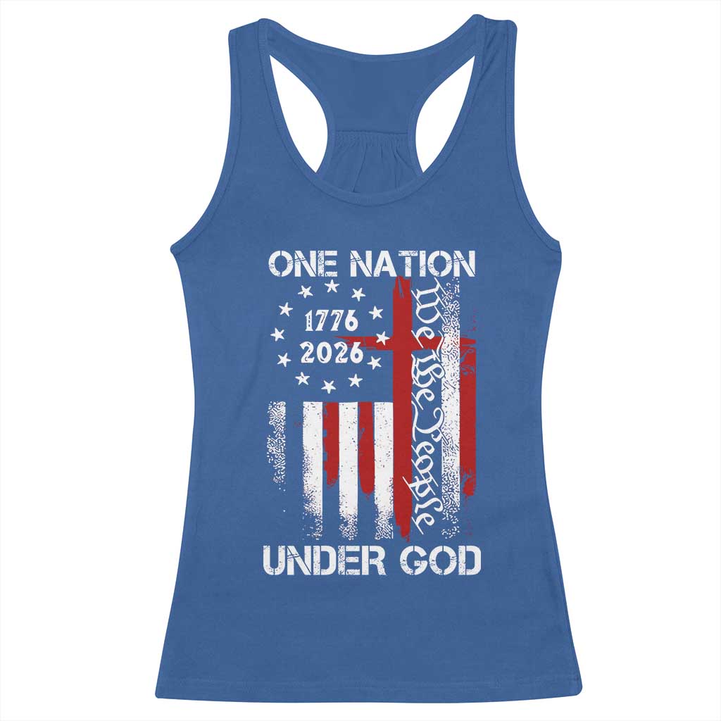 One Nation Under God 250 Years Racerback Tank Top 250th Anniversary USA TS11 Royal Blue Print Your Wear