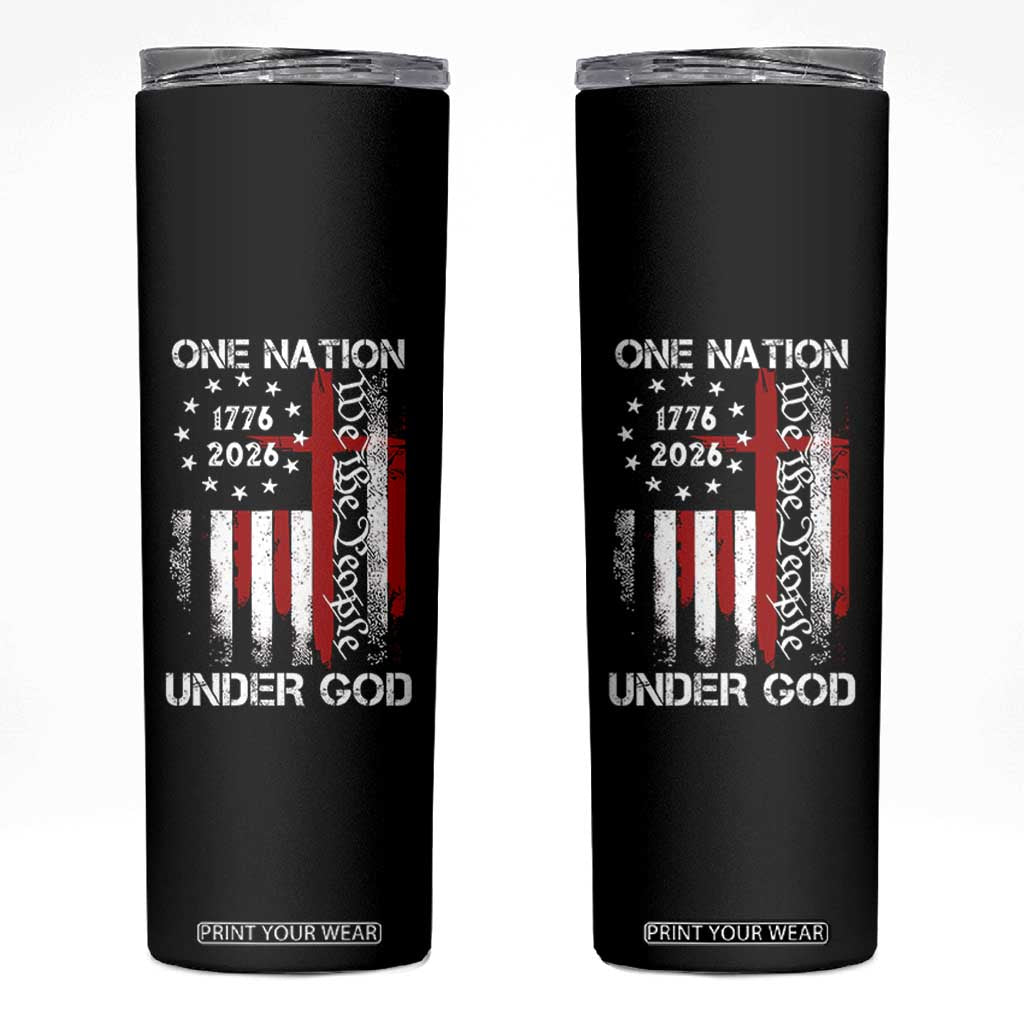 One Nation Under God 250 Years Skinny Tumbler 250th Anniversary USA TS11 Black Print Your Wear