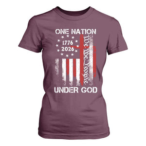 One Nation Under God 250 Years T Shirt For Women 250th Anniversary USA TS11 Maroon Print Your Wear