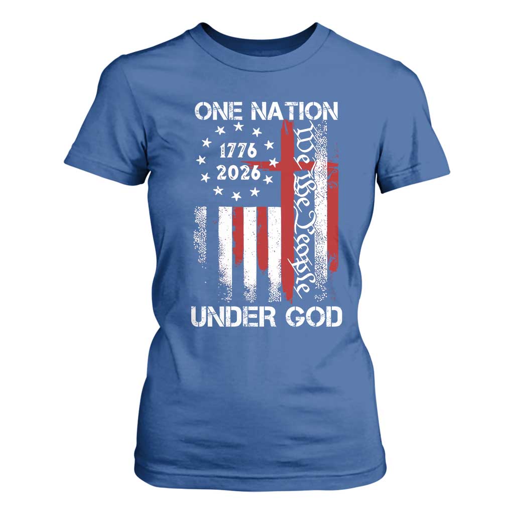 One Nation Under God 250 Years T Shirt For Women 250th Anniversary USA TS11 Royal Blue Print Your Wear