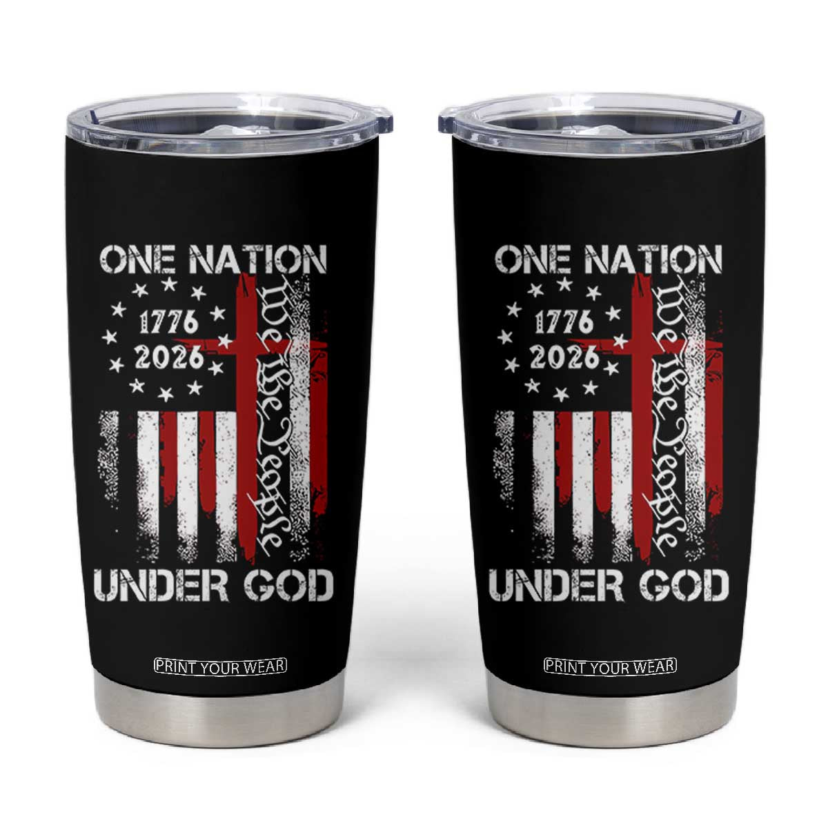 One Nation Under God 250 Years Tumbler Cup 250th Anniversary USA TS11 Black Print Your Wear