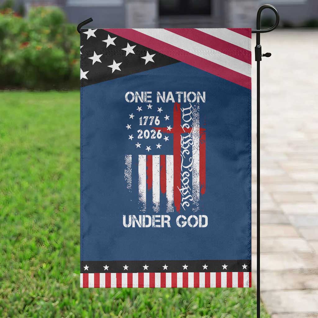 One Nation Under God 250 Years Patriotic Garden Flag 250th Anniversary USA TS11 Classic Blue Black Print Your Wear