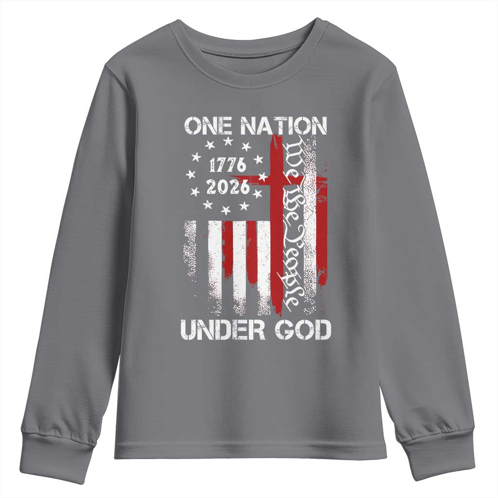 One Nation Under God 250 Years Youth Sweatshirt 250th Anniversary USA TS11 Charcoal Print Your Wear